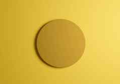 插图黑暗黄色的圆讲台上站前视图平躺产品显示最小的简单的光黄色的背景复制空间文本