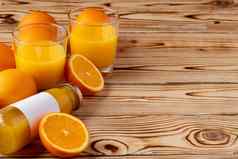 橙色水果橙色汁木背景