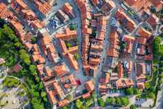 脸颊阿尔高德国7月空中视图无人机古老的历史中世纪的小镇