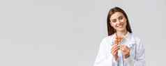 药店医疗保健工人保险医院概念华丽的医生白色实习医生风云女医生药剂师微笑显示医学药片抗生素