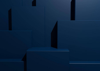 最小的黑暗海军蓝色的背景工作室模型场景领奖台水平产品显示演讲几何水平建筑壁纸