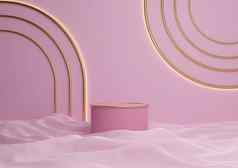 光柔和的薰衣草粉红色的呈现豪华的产品显示油缸讲台上站金行最小的作文拱几何闪亮的灯