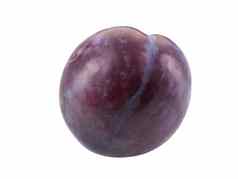皮肤光滑成熟的紫色的李子水果孤立的白色背景复制空间文本图片一边视图特写镜头拍摄