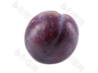 皮肤光滑成熟的紫色的李子水果孤立的白色背景复制空间文本图片一边视图特写镜头拍摄