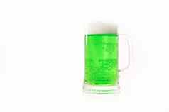一品脱的量绿色啤酒帕特里克的一天白色背景传统的爱尔兰喝假期复制空间