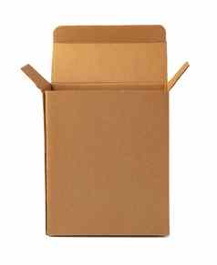 开放棕色（的）纸板盒子孤立的白色