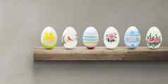 复活节背景色彩斑斓的复活节鸡蛋木背景