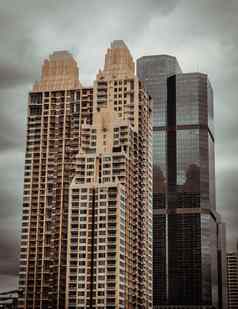 建筑视图重叠现代高层建筑重复结构玻璃反映了