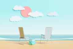 海滩椅子卡通海滩景观