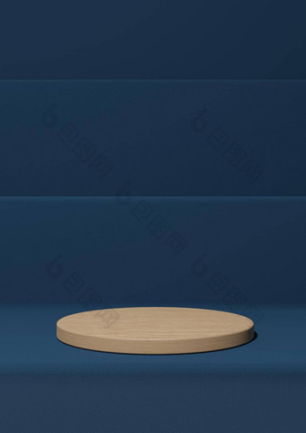 黑暗阿卡蓝色的呈现简单的产品显示最小的背景讲台上木油缸站步骤自然产品