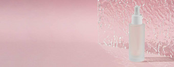 反老化血清<strong>胶原蛋白肽</strong>粉红色的表面丙烯酸肋表透明质酸酸石油模型透明的液体产品玻璃瓶美产品模拟