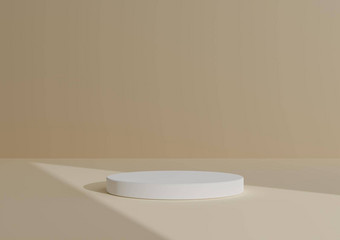 简单的最小的渲染作文白色油缸讲台上站摘要阴影粉彩橙色背景产品显示三角形光指出产品