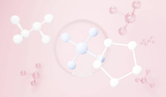 渲染简单的化学债券一边细胞分子原子离子债券分子液体下降泡沫背景共价债券生化交互