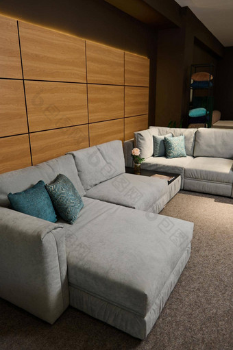 模型现代软长椅枕头显示出售家具商店生活房间<strong>设计</strong>
