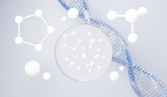 渲染简单的化学债券一边细胞分子原子离子债券分子液体下降泡沫背景共价债券生化交互