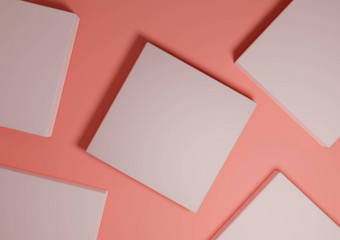 明亮的霓虹灯大马哈鱼粉红色的渲染最小的简单的前视图平躺产品显示背景讲台上站几何形状