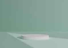 简单的最小的渲染作文白色油缸讲台上站摘要影子柔和的绿松石背景产品显示三角形光指出产品