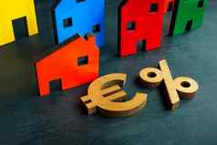 房子欧元百分比迹象象征抵押贷款
