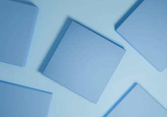 明亮的光天空蓝色的渲染最小的简单的前视图平躺产品显示背景讲台上站几何形状