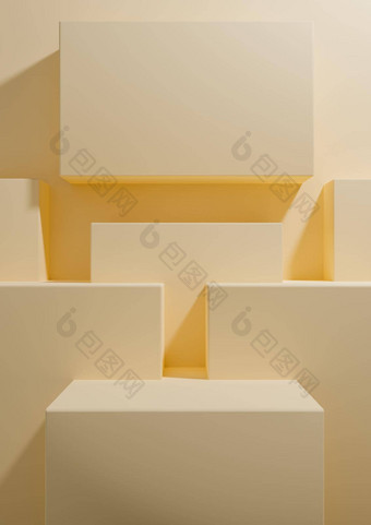 光米色柔和的橙色呈现产品显示背景简单的最小的几何壁纸讲台上站产品摄影广告演讲模板