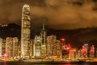 晚上视图在<strong>香港香港维多利亚</strong>港