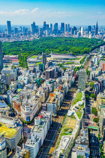 东京城市景观涩谷天空