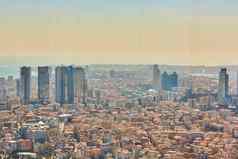 城市景观欧洲一边伊斯坦布尔横跨博斯普鲁斯海峡海峡地平线现代部分城市业务塔国际公司摩天大楼购物购物中心城市
