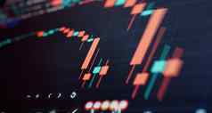 图指示器红色的绿色烛台图表蓝色的主题屏幕市场波动趋势股票交易加密货币背景