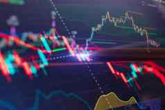 金融图表笔股票分析数据业务背景数字屏幕图增长金融市场外汇交易烛台图表