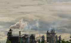 排放温室气体排放工厂烟囱碳二氧化物气体全球空气气候污染碳二氧化物地球大气温室气体烟排放烟囱