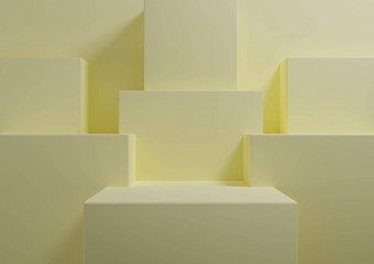 柔和的光柑橘类黄色的呈现简单的最小的背景产品显示讲台上站演讲几何背景模拟模板壁纸美化妆品产品
