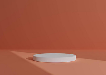 简单的最小的渲染作文白色油缸讲台上站摘要影子橙色背景产品显示三角形光指出产品