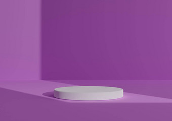简单的最小的渲染作文白色油缸讲台上站摘要影子紫色的背景产品显示窗口光未来一边