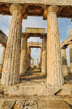 寺庙阿法亚专用的女神阿法亚希腊岛艾吉纳