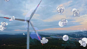 空中视图农场景观风涡轮机生成清洁可再生能源可再生能源生产绿色生态世界