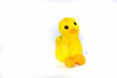 橡皮泥黄色的小鸭子铂玩具白色背景