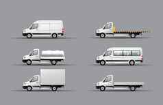 集图片现代光责任卡车身体选项艺术插图平风格