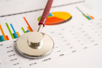 听诊器图表图纸金融账户统计数据投资分析研究数据经济业务公司概念