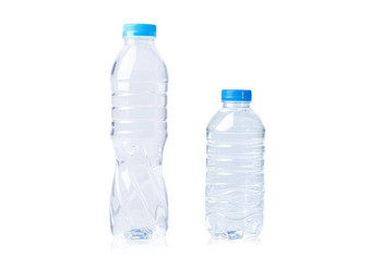 塑料水瓶大小大小孤立的白色背景