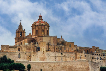 姆迪纳马耳他沉默城市城堡世纪大都会罗马<strong>天主教大教堂</strong>圣保罗蓝色的天空云