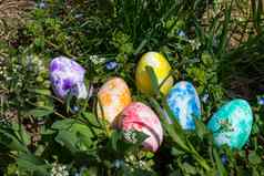 快乐复活节色彩斑斓的鸡蛋花