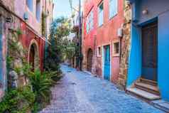 风景优美的风景如画的街道有关威尼斯小镇有关creete希腊