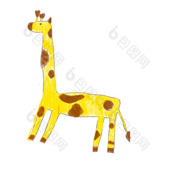 可爱的手画涂鸦长颈鹿手画可爱的孩子们的插图