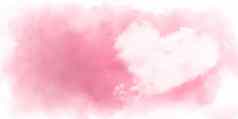 手画水彩粉红色的心孤立的白色背景