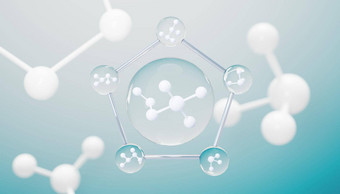 渲染简单的化学债券一边细胞分子原子离子债券分子液体下降泡沫背景共价债券生化交互