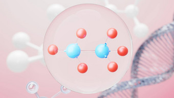 渲染简单的化学债券一边细胞分子原子离子债券分子液体下降泡沫背景共价债券生化交互