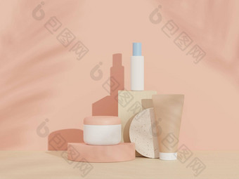 渲染空白化妆品护肤品产品包装模拟平台设计美肥皂水疗中心概念乳液石油水分皮肤健康溢价奢侈品设计品牌