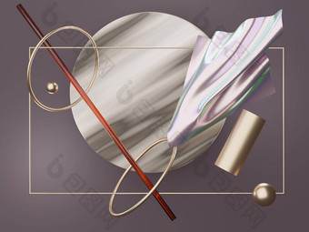 渲染摘要简单的几何形状神秘的全息图全息设计现实的原语作文<strong>场景模型</strong>
