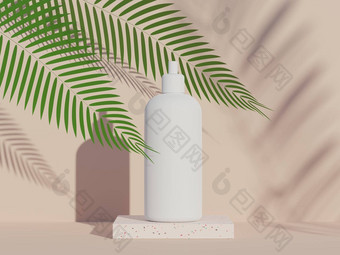 渲染空白化妆品护肤品产品包装模拟平台设计美肥皂水疗中心概念乳液石油水分皮肤健康溢价奢侈品设计品牌