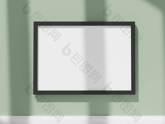 渲染白色空白照片框架模拟影子离开屋顶最小的室内海报框架广告文本品牌